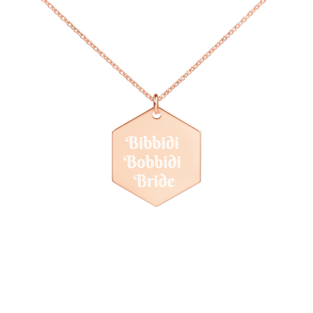 Bibbidi Bobbidi Bride Engraved Hexagon Necklace